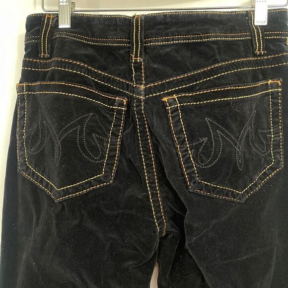 MU Makers USA Black Stretch Velveteen Boot Cut Embroidered Pockets Pants Size 4 - Picture 5 of 10